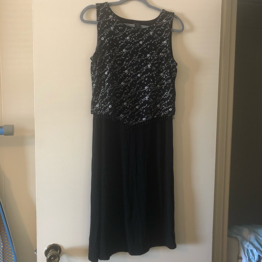 Vintage black and silver dress 10 petite